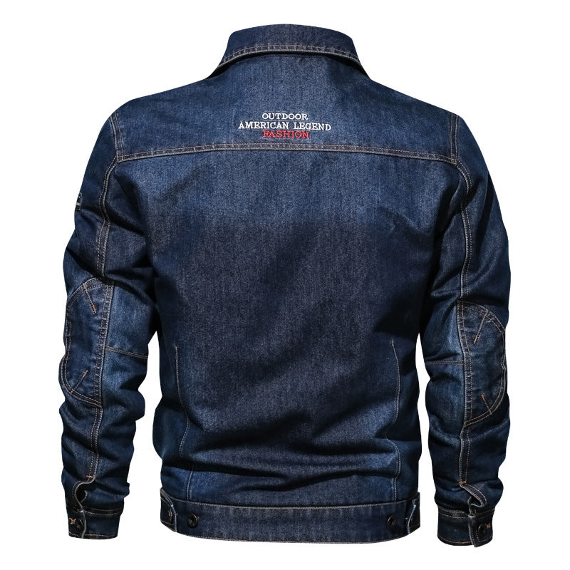 Men's jeans jacket in vintage stretch denim with contrast stitching and chest pockets Chichicherry