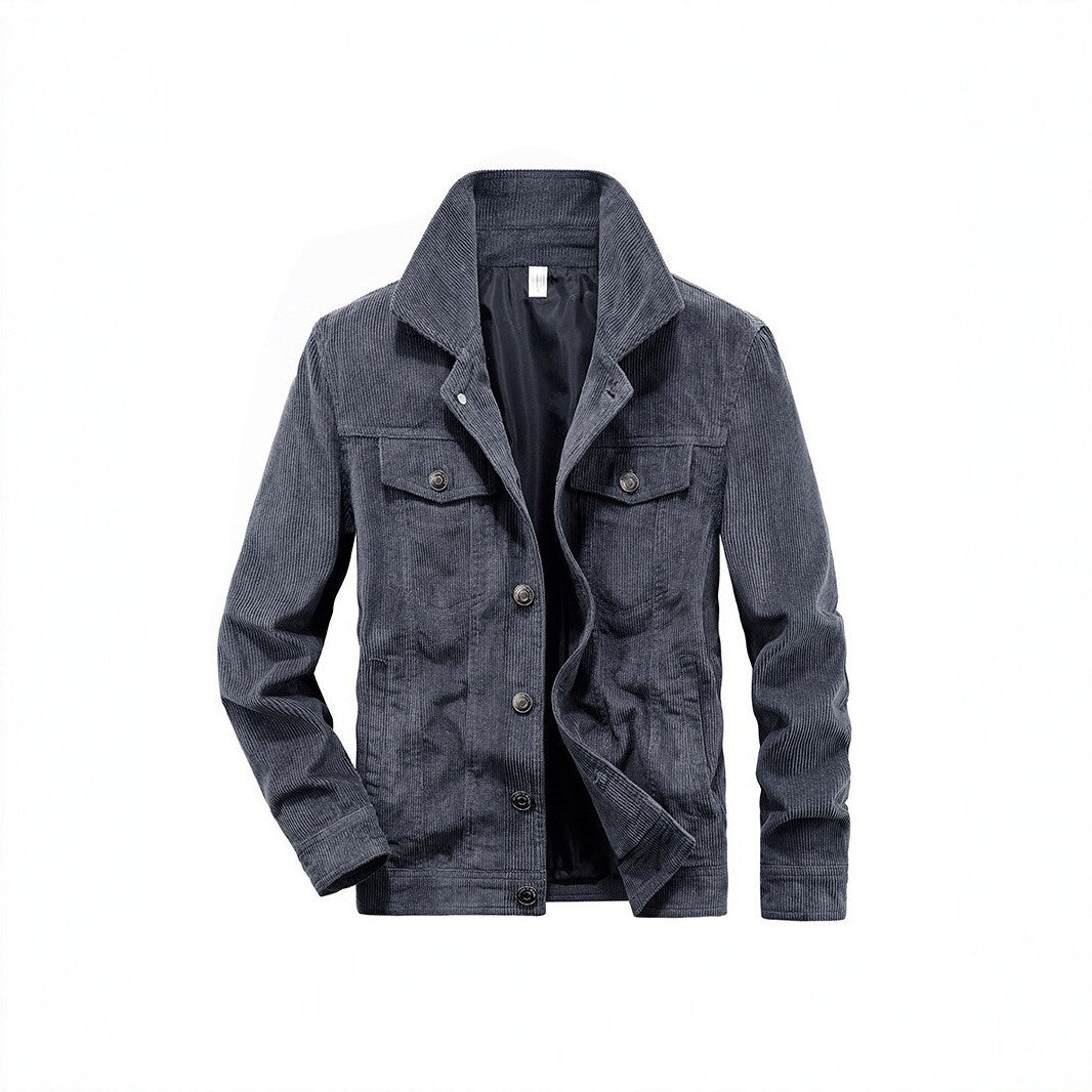 Men's cord jacket made of fine corduroy with shirt collar, chest pockets, and quilted inner lining Chichicherry