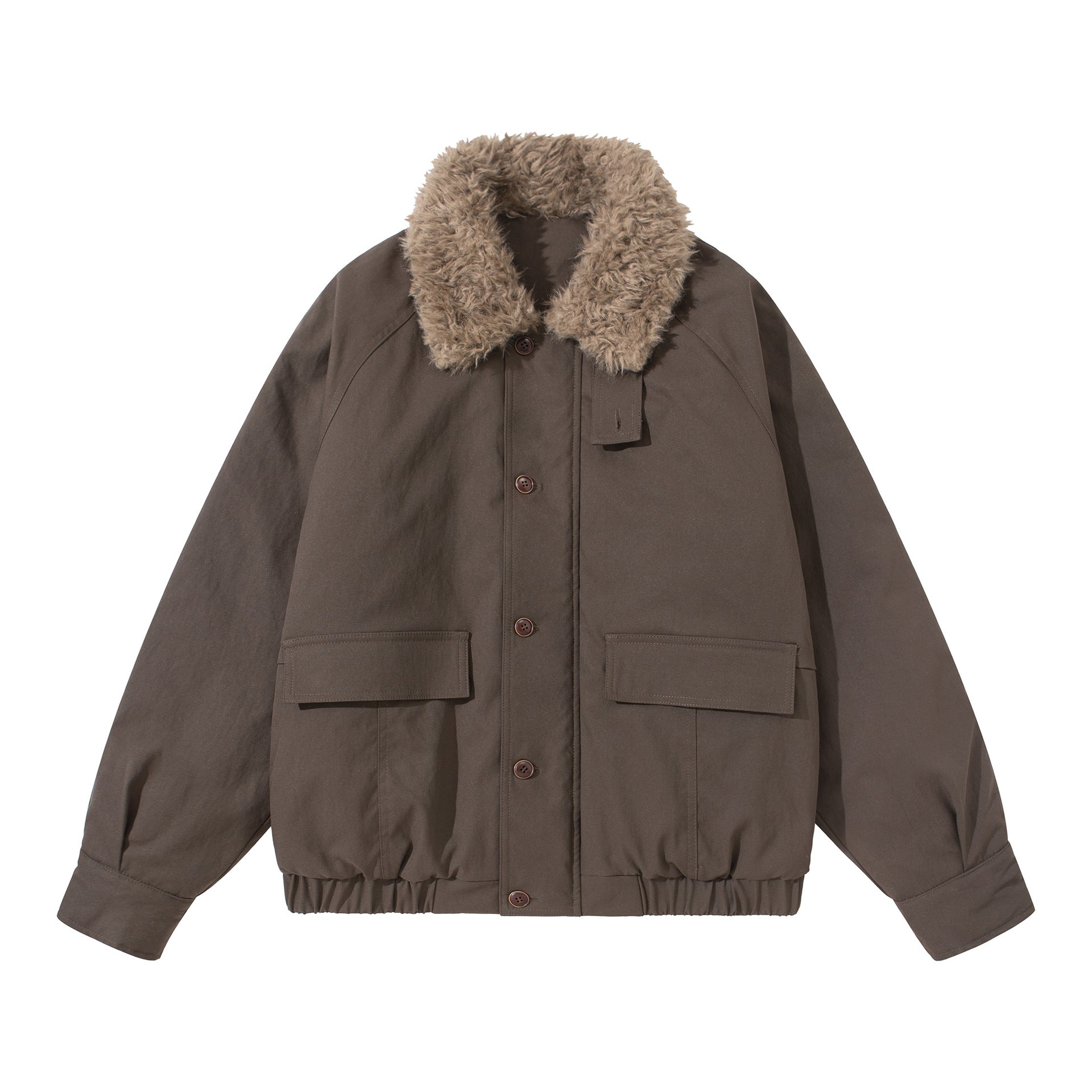 Unisex Boxy Isolation Blouson with removable faux fur shawl collar and cargo pockets Chichicherry