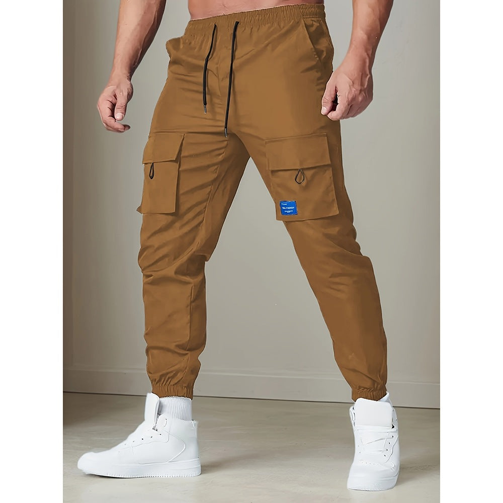 Men's Tapered Cargo Jogger with Elastic Waistband, Drawstring & Multiple Pockets Chichicherry
