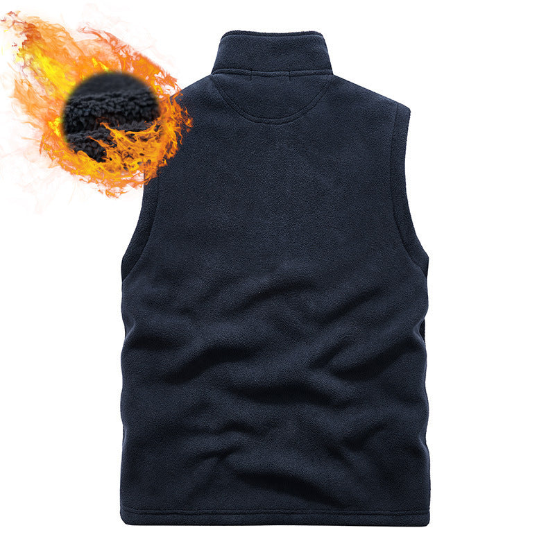 Men's fleece vest with teddy lining, stand-up collar and zip pockets Chichicherry