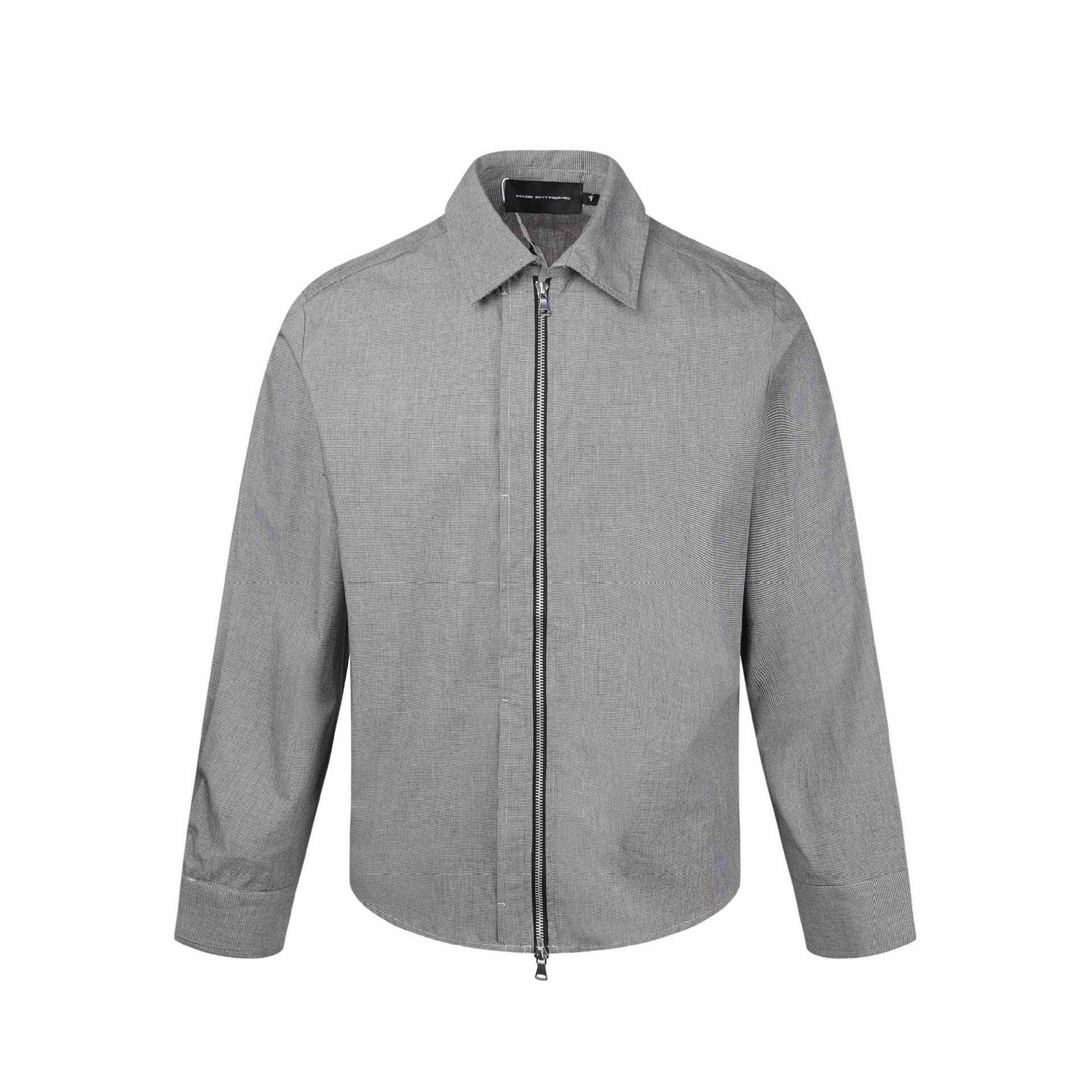 Men's short jacket with shirt collar, two-way zipper and fine structure Chichicherry