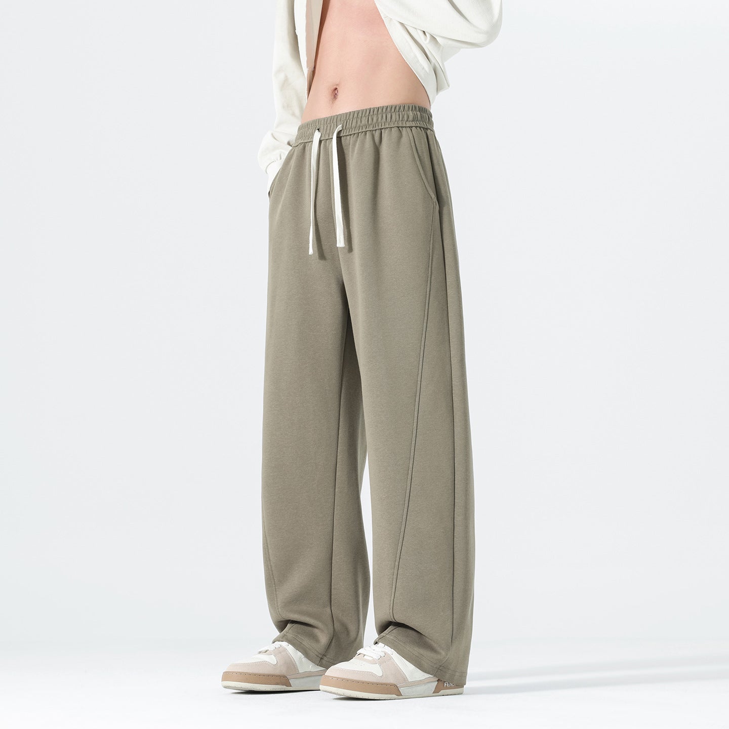 Men's Extra Wide Sweatpants in Palazzo Look with Drawstring Waist and Side Pockets Chichicherry