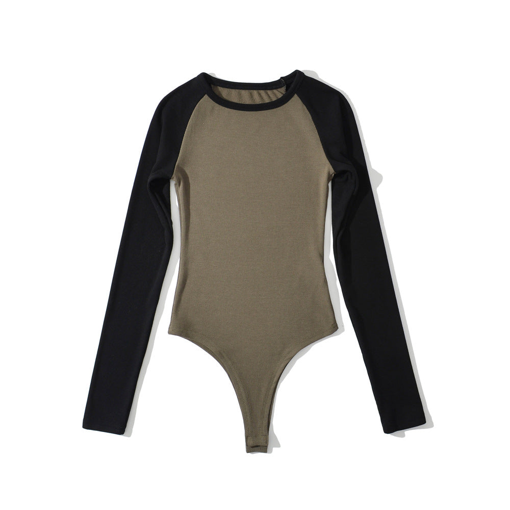 Women's raglan bodysuit with long sleeves, ribbed texture and snap closure Chichicherry