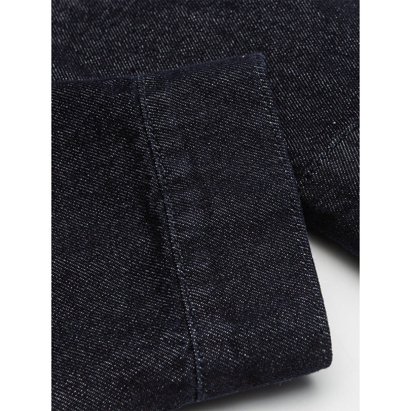 Men's Boxy Denim Jacket with Cord Collar and Metal Toggle Closures Chichicherry