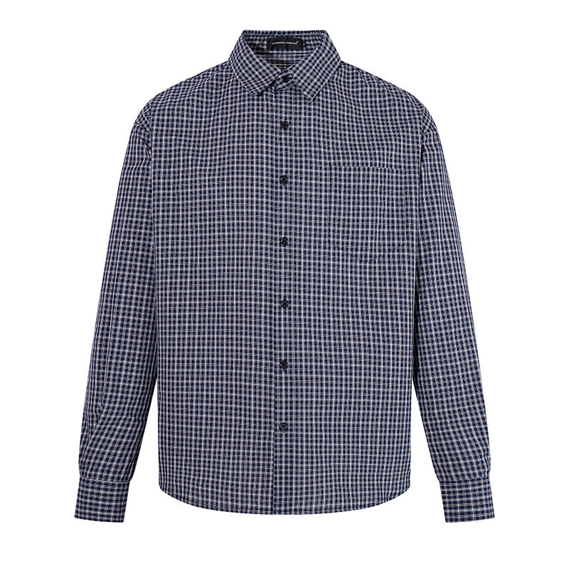 Men's Checked Long Sleeve Shirt in Relaxed Fit with Chest Pocket and Kent Collar Chichicherry