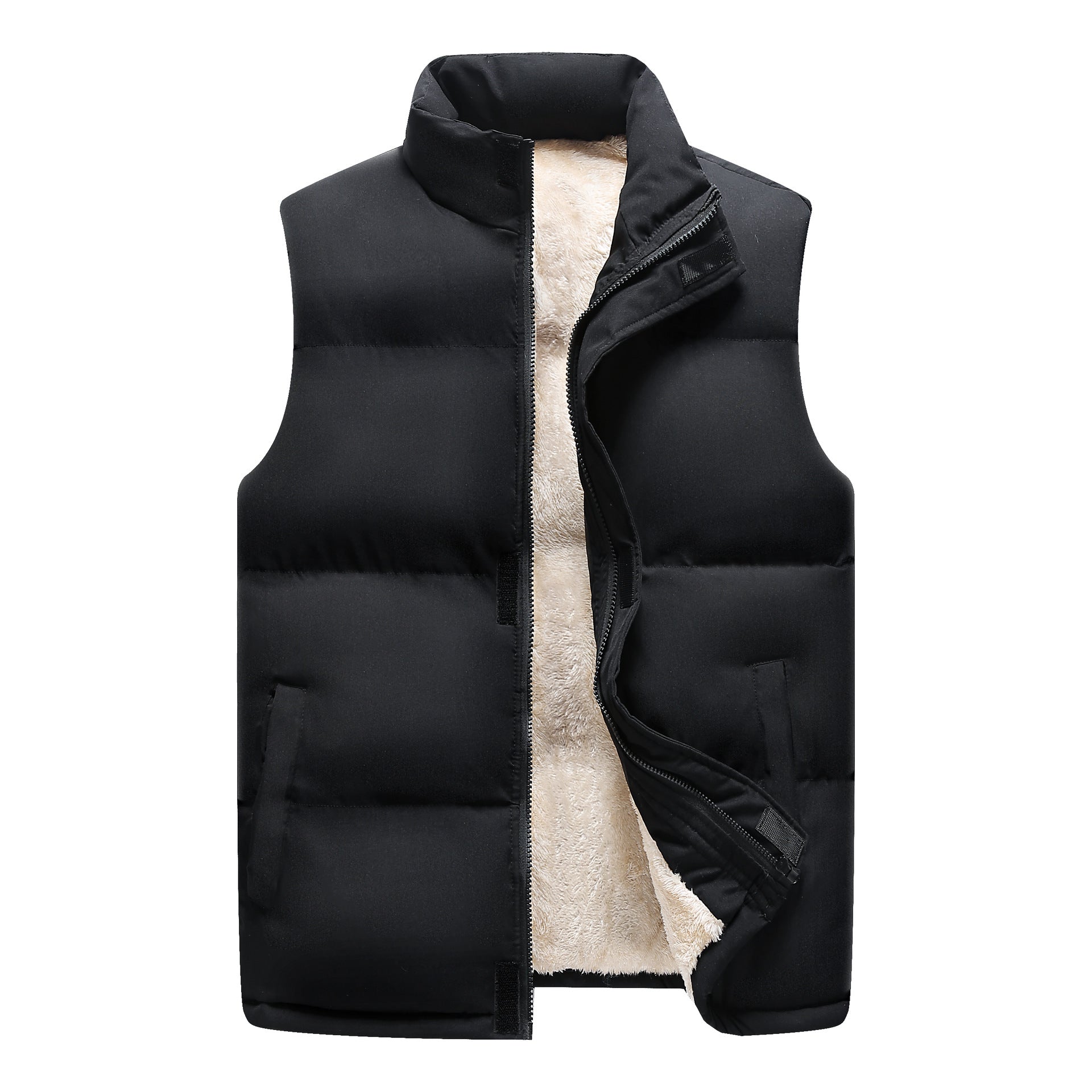 Women’s Padded Sleeveless Thermal Vest with Sherpa Lining and High Stand-Up Collar Chichicherry
