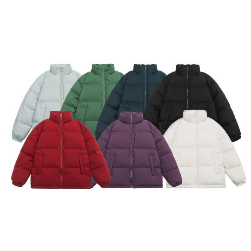 Unisex Oversize Quilted Winter Jacket with Stand Collar, Full Zip and Elastic Cuffs Chichicherry
