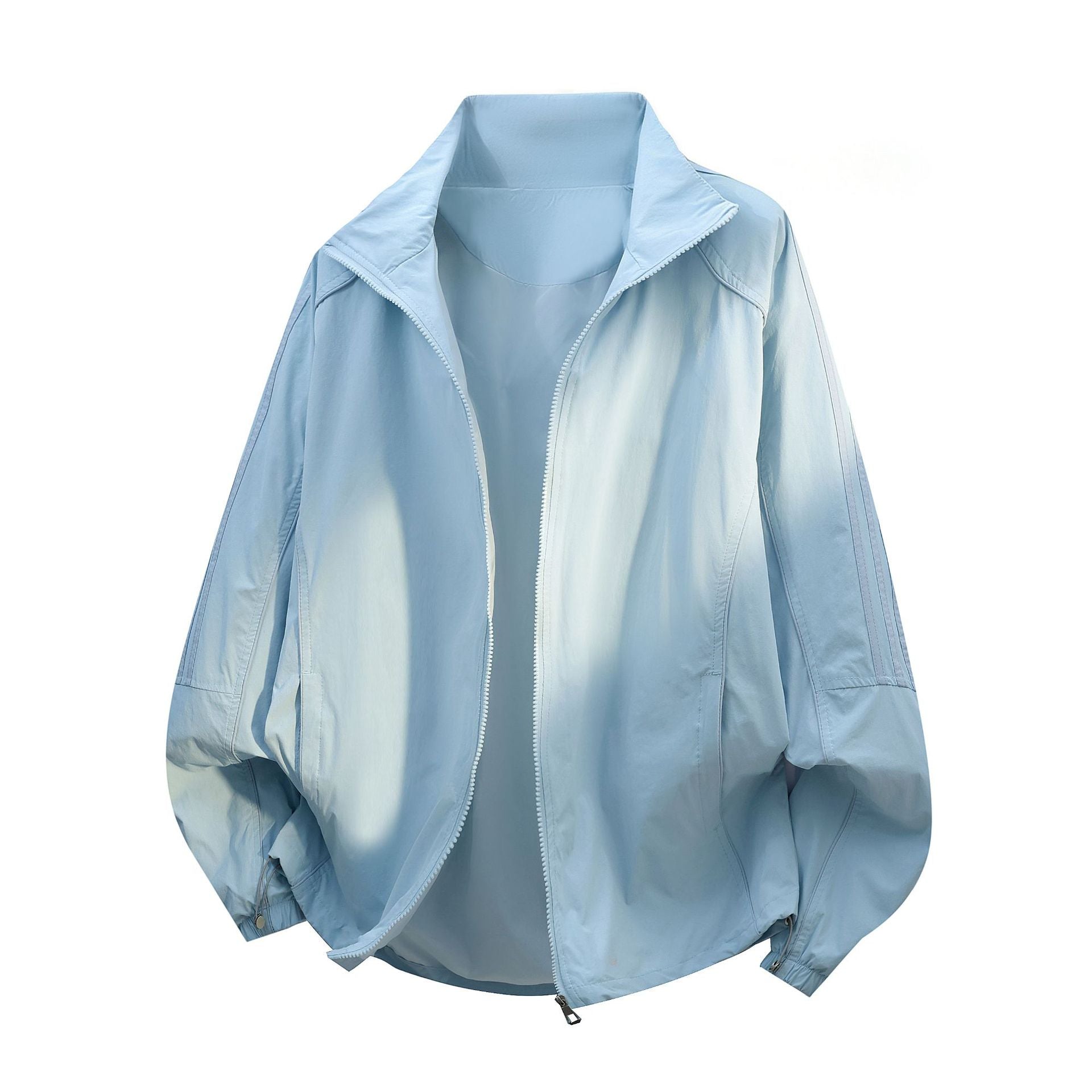 Women's Light Oversize Wind Jacket with Stand-up Collar, Drawstring and Elastic Cuffs Chichicherry