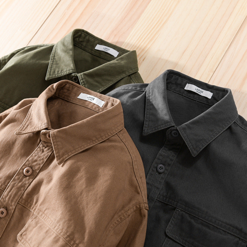 Men's overshirt jacket made of cotton twill with patch chest pockets and button placket Chichicherry