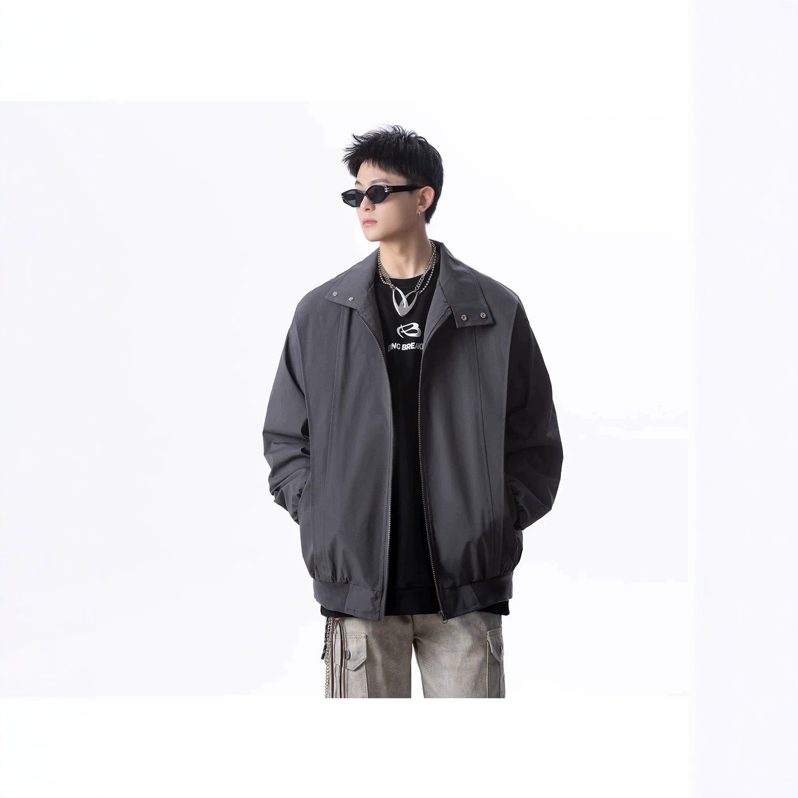 Men's Urban Utility Jacket with High Collar Chichicherry