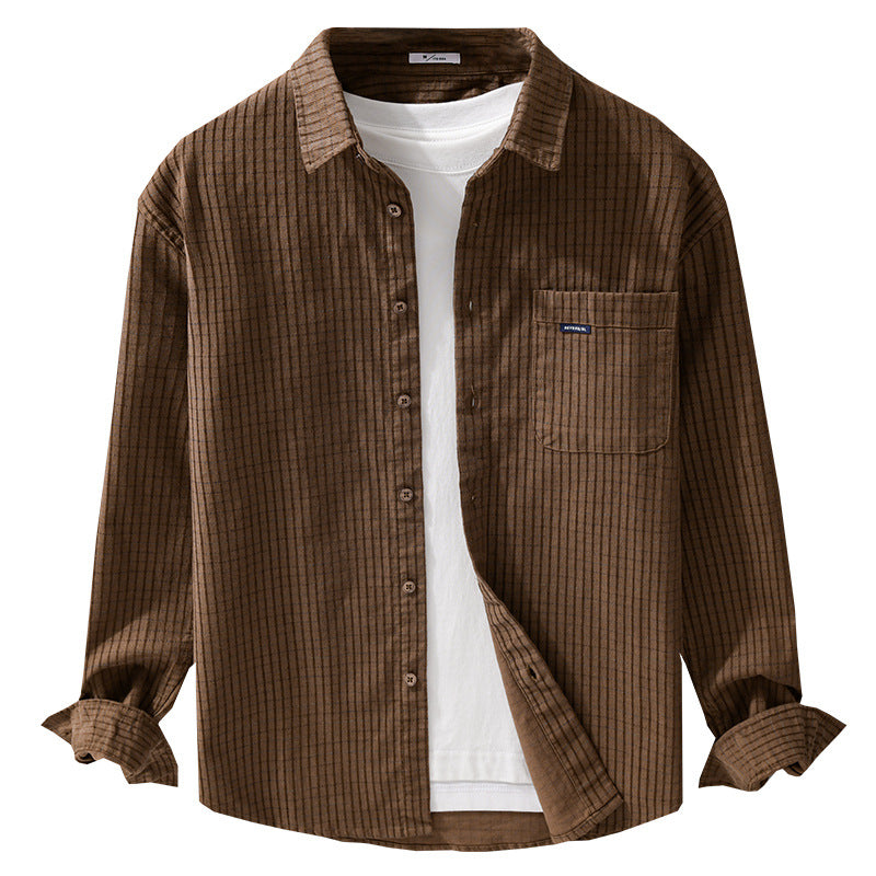 Men's fine structure shirt jacket in cord look with appliquéd breast pocket Chichicherry