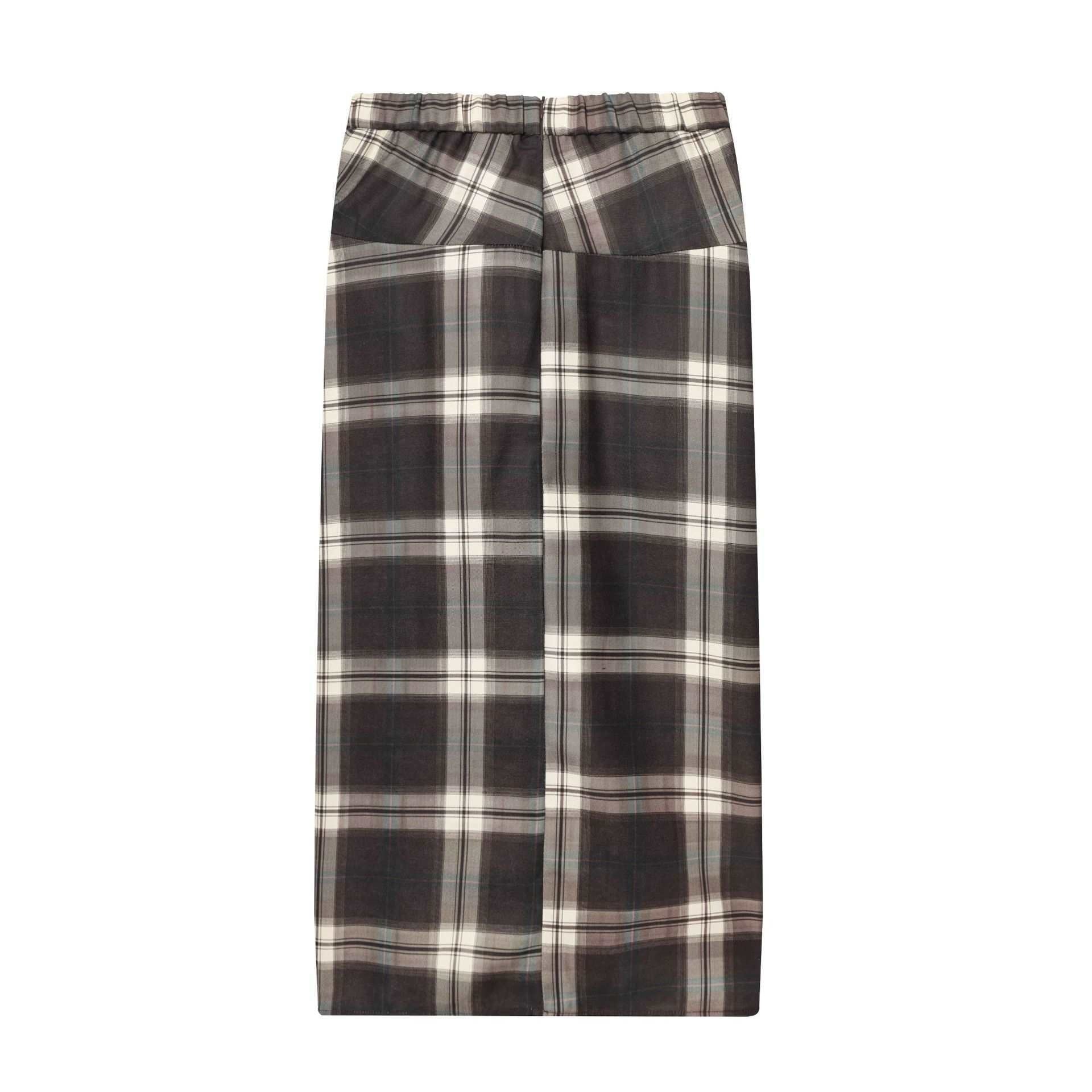 Women's midi skirt with check pattern and decorative front draping Chichicherry