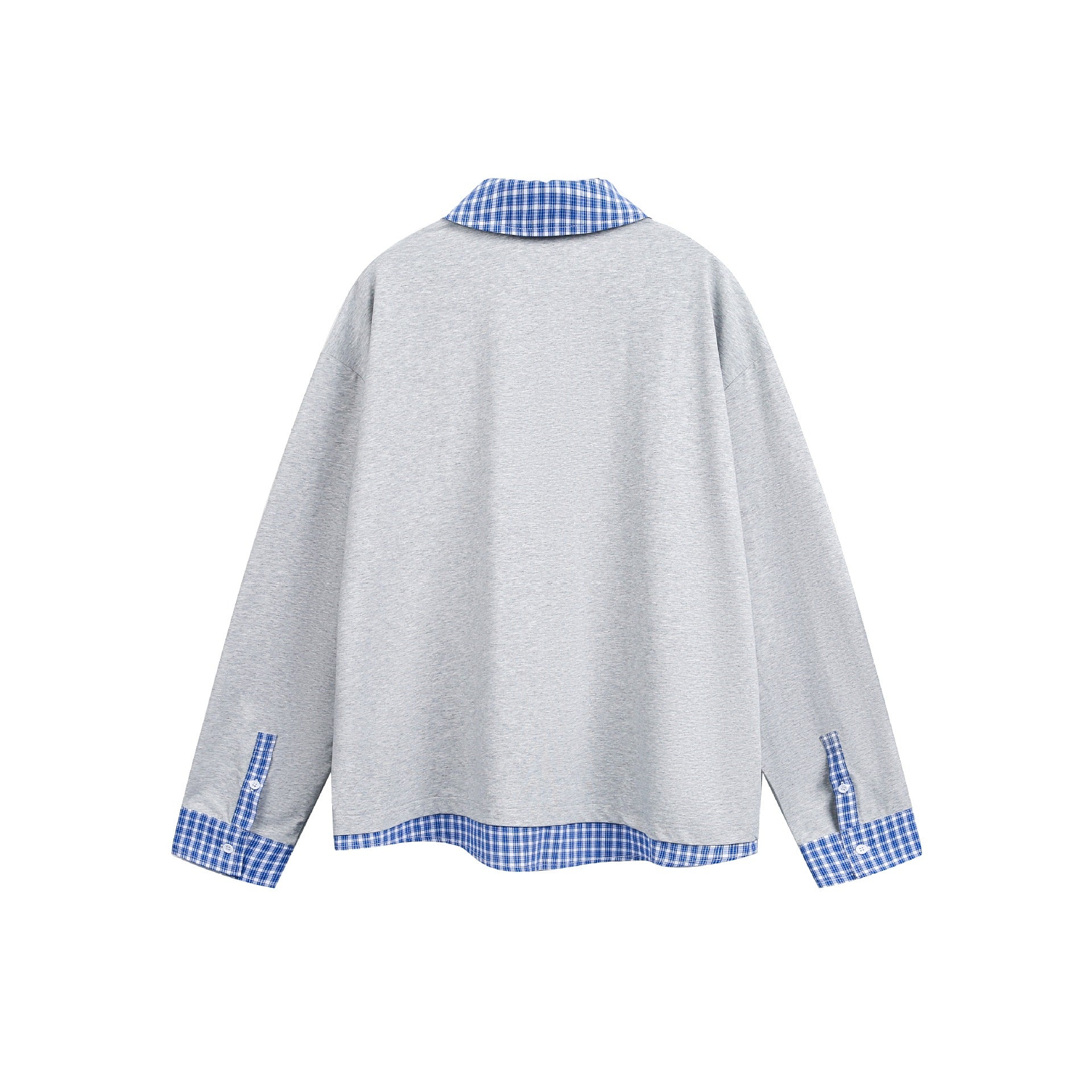 Unisex Wide cut sweatshirt with check collar and hem insert Chichicherry
