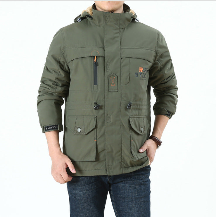 Men's Insulated Field Parka in Utility Style with Teddy Fleece Inner Collar, Hood, and Multi-Pockets Chichicherry