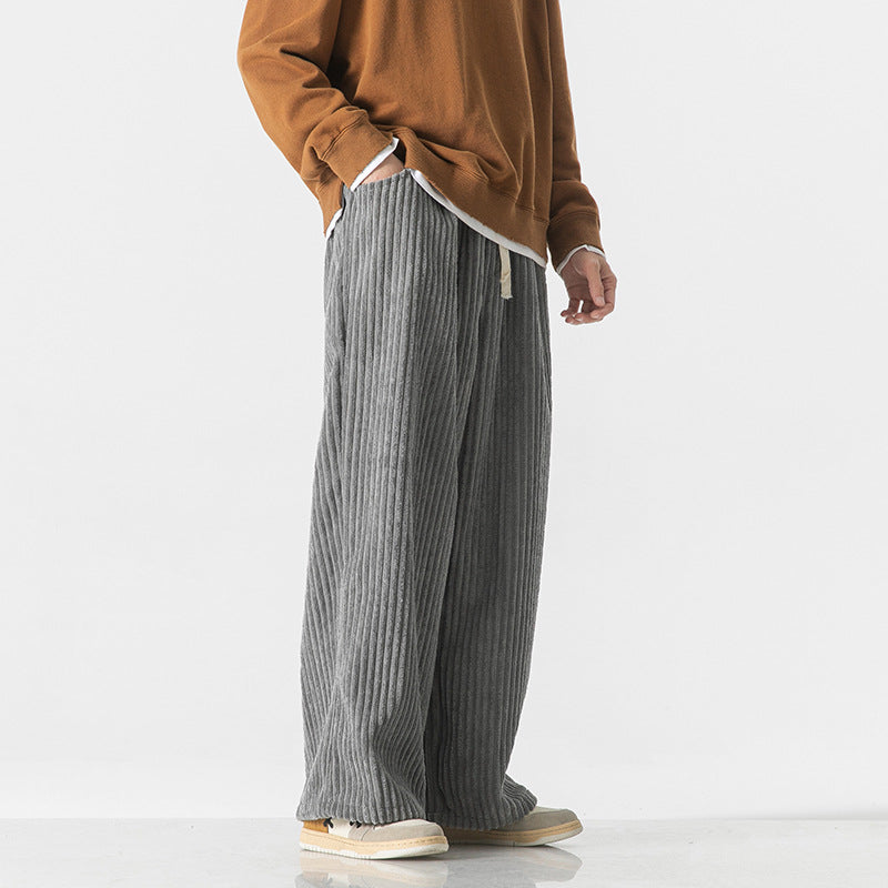 Men's loosely cut corduroy pants with drawstring waistband and distinctive ribbed texture Chichicherry