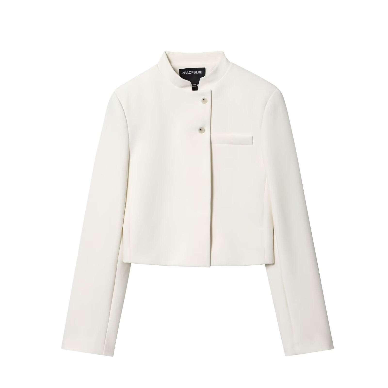 Women's short blazer with stand-up collar and asymmetric button placket Chichicherry