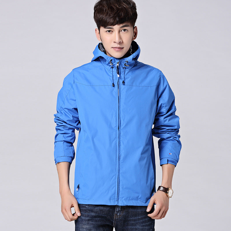Men's lightweight windproof hooded jacket made of functional nylon with concealed zipper Chichicherry