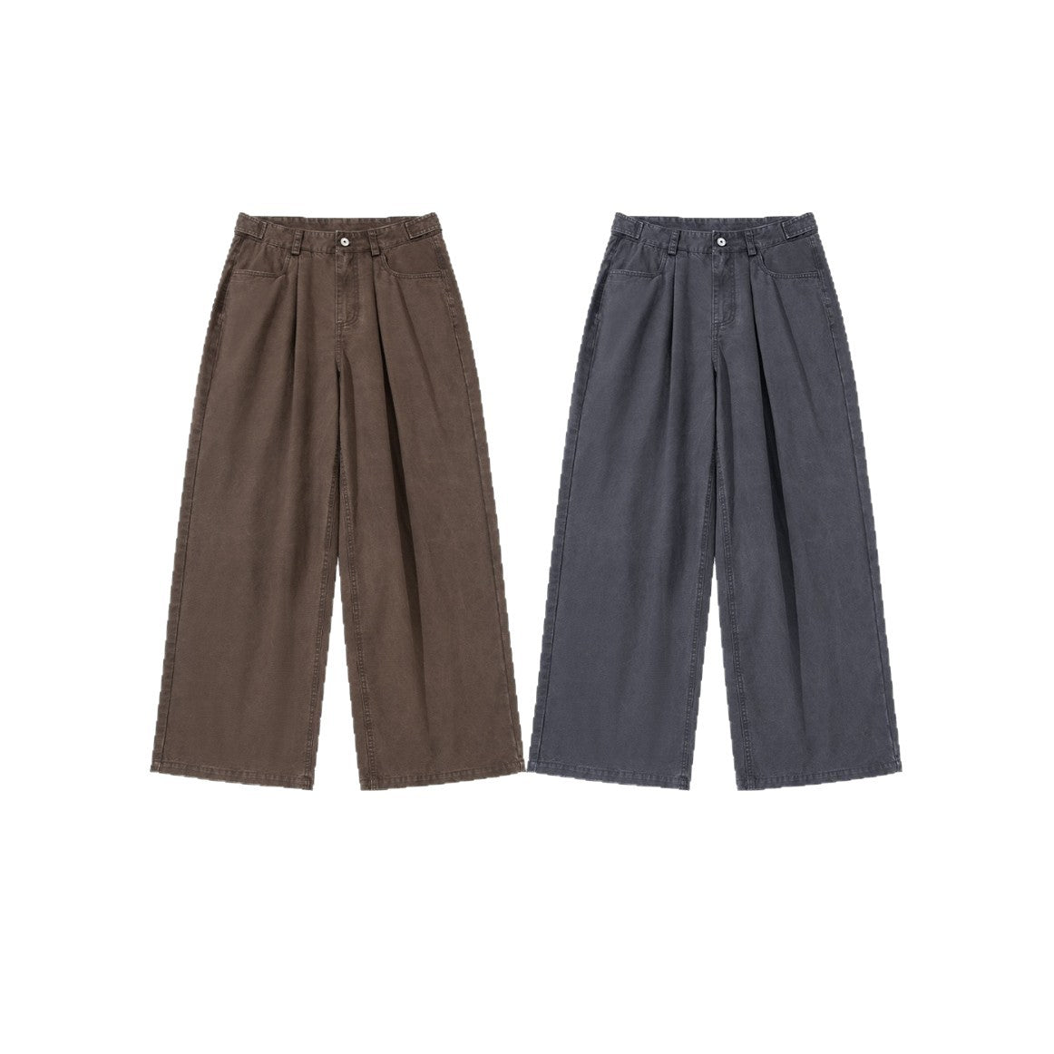 Women's High-Waisted Canvas Culotte with Front Pleats and Straight Leg Chichicherry