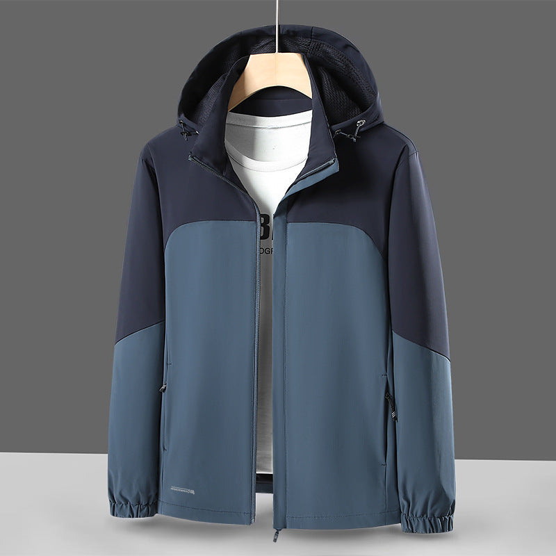 Men's Lightweight Softshell Windbreaker with Hood, Water-Repellent Membrane and Zipper Pockets Chichicherry