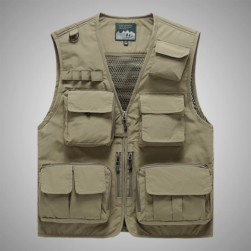 Men's multifunctional utility vest with many pockets and mesh back Chichicherry