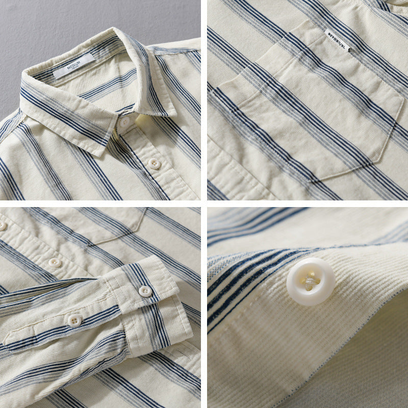 Men's casual shirt in overshirt style made of lightweight cotton blend with vertical stripes Chichicherry