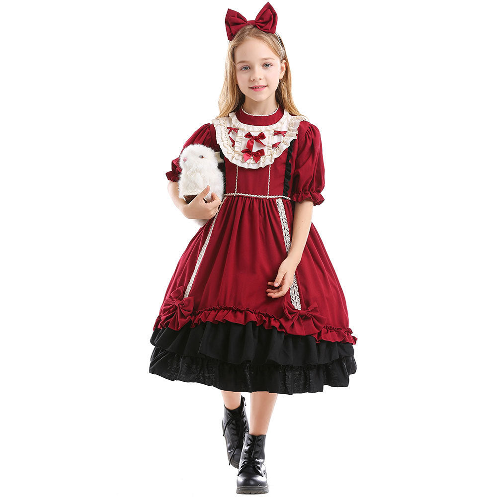 Girls Lolita Dress with Ruffles and Bows Chichicherry