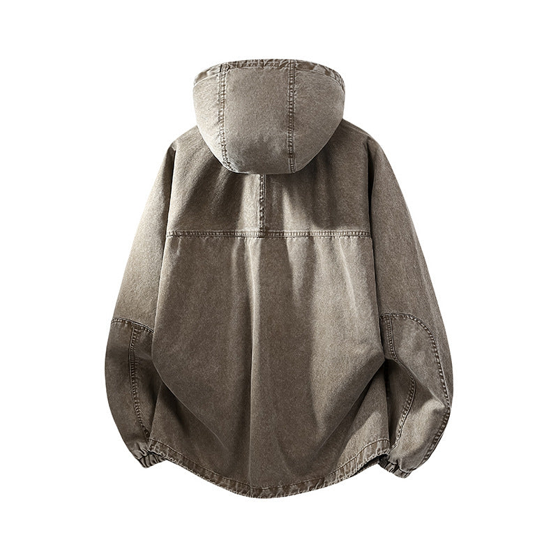 Men's Urban Workwear Hooded Jacket made of Canvas with Large Storage Pockets Chichicherry