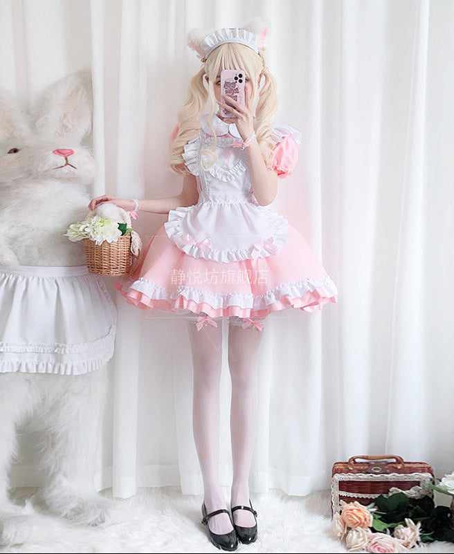 Women playful costume dress with apron and cat ears Chichicherry