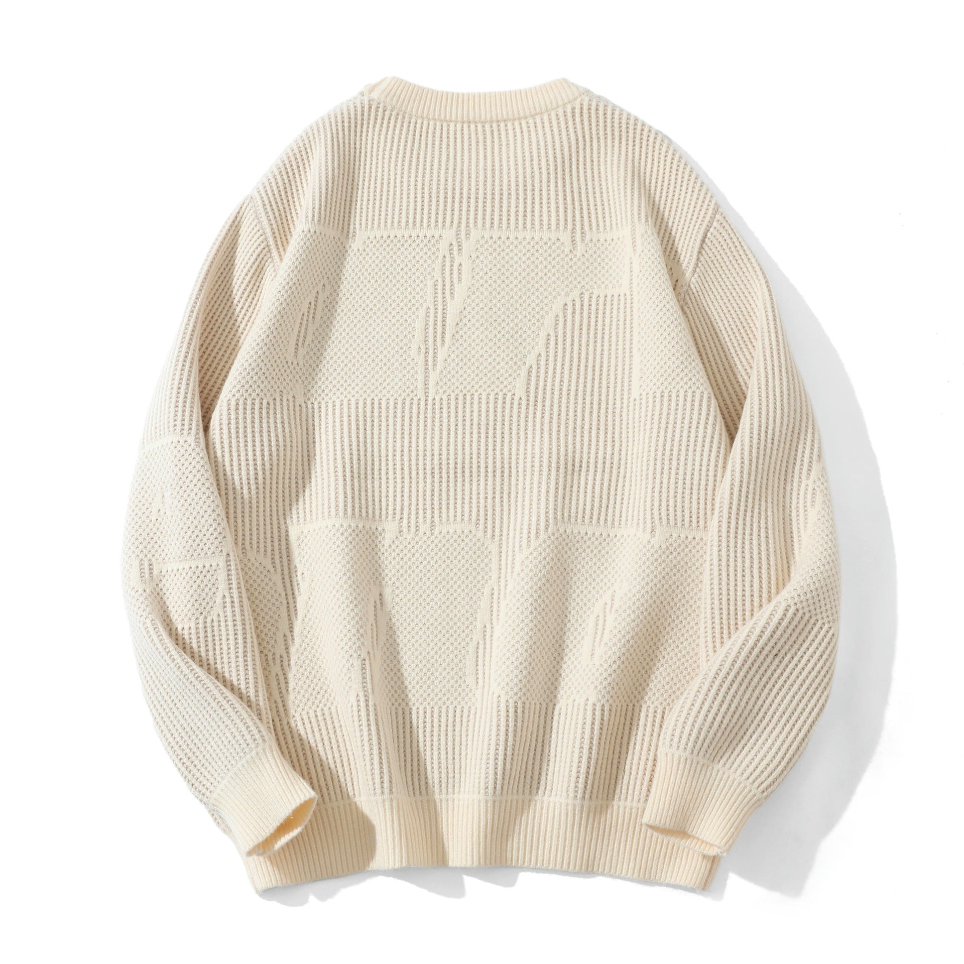 Unisex Structured Oversize Round Neck Sweater with Panel Knit Chichicherry