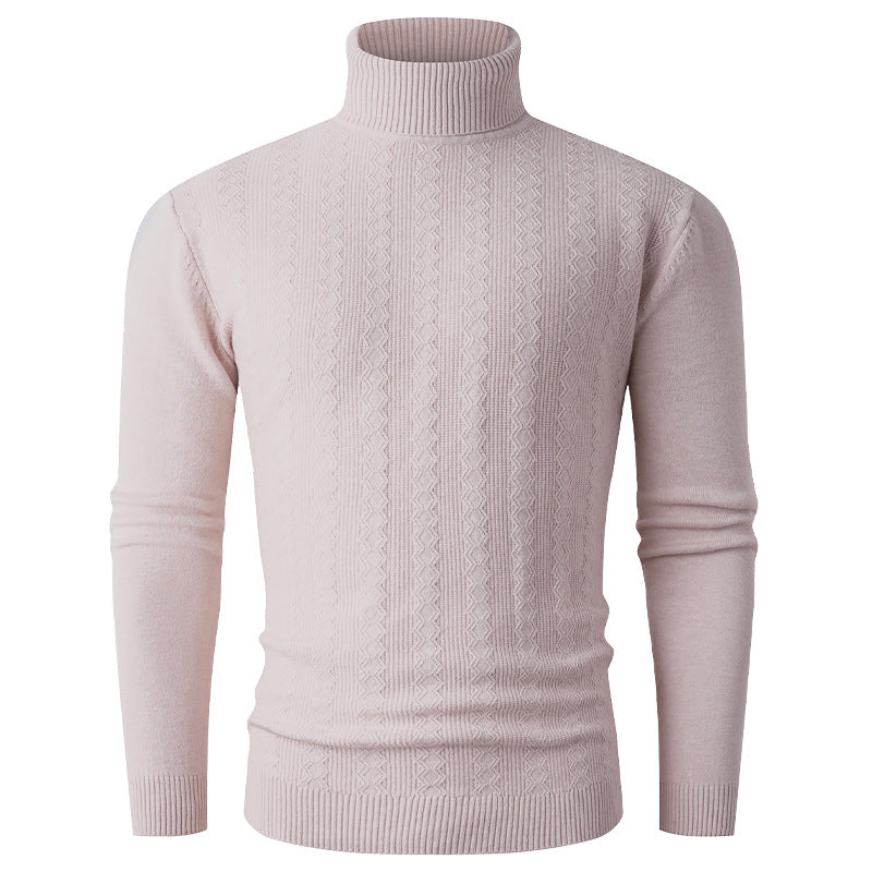 Men's turtleneck sweater made of fine knit with cable pattern and slim silhouette Chichicherry
