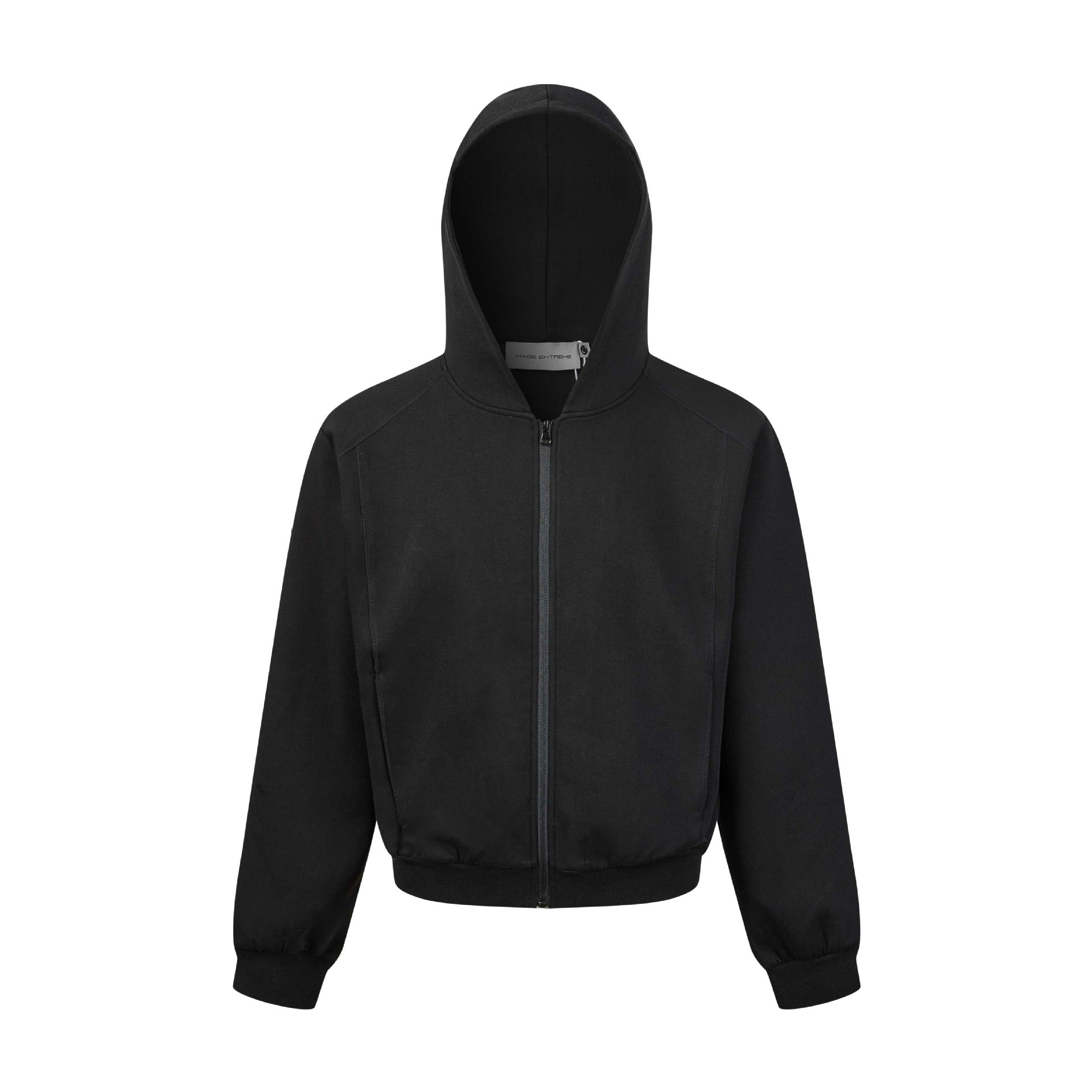Unisex Hooded Sweat Jacket with Full-Length Zipper and Ribbed Hem Chichicherry