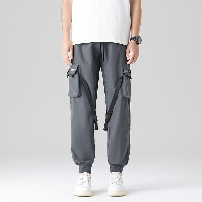 Men's Tech-Utility Cargo Pants with multifunctional leg pockets, adjustable straps & elastic cuffs Chichicherry