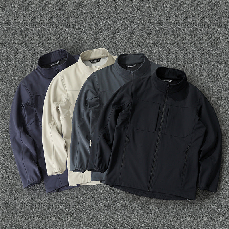 Men's Technical Softshell Jacket with Stand-Up Collar and Concealed Zip Pockets Chichicherry