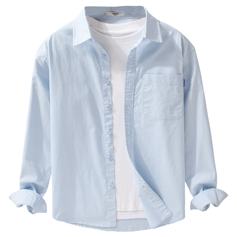 Men's Relaxed Long Sleeve Shirt made of lightweight cotton voile with a Kent collar and patch chest pocket Chichicherry
