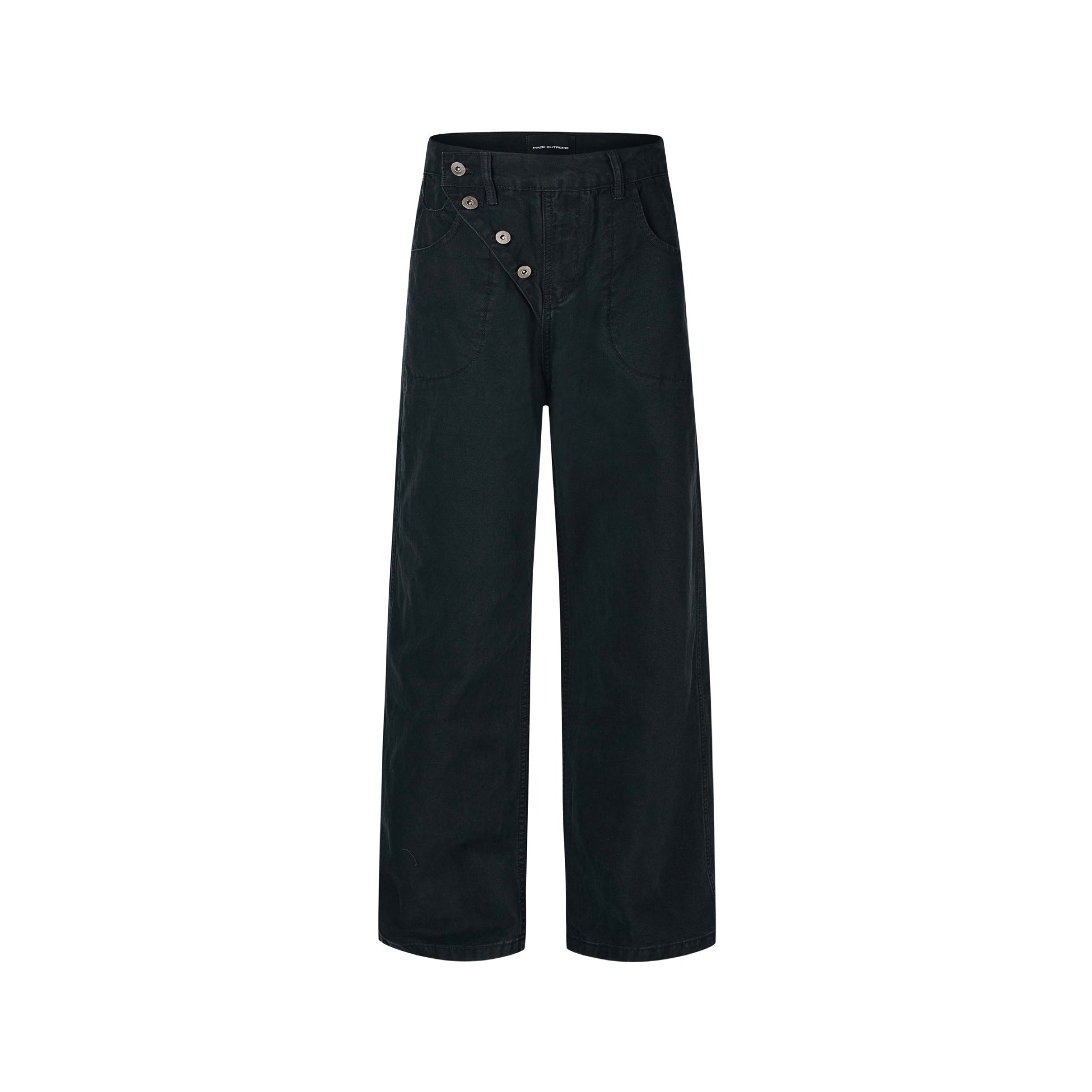 Women's High-Waist Culotte Pants with Asymmetrical Button Placket Chichicherry
