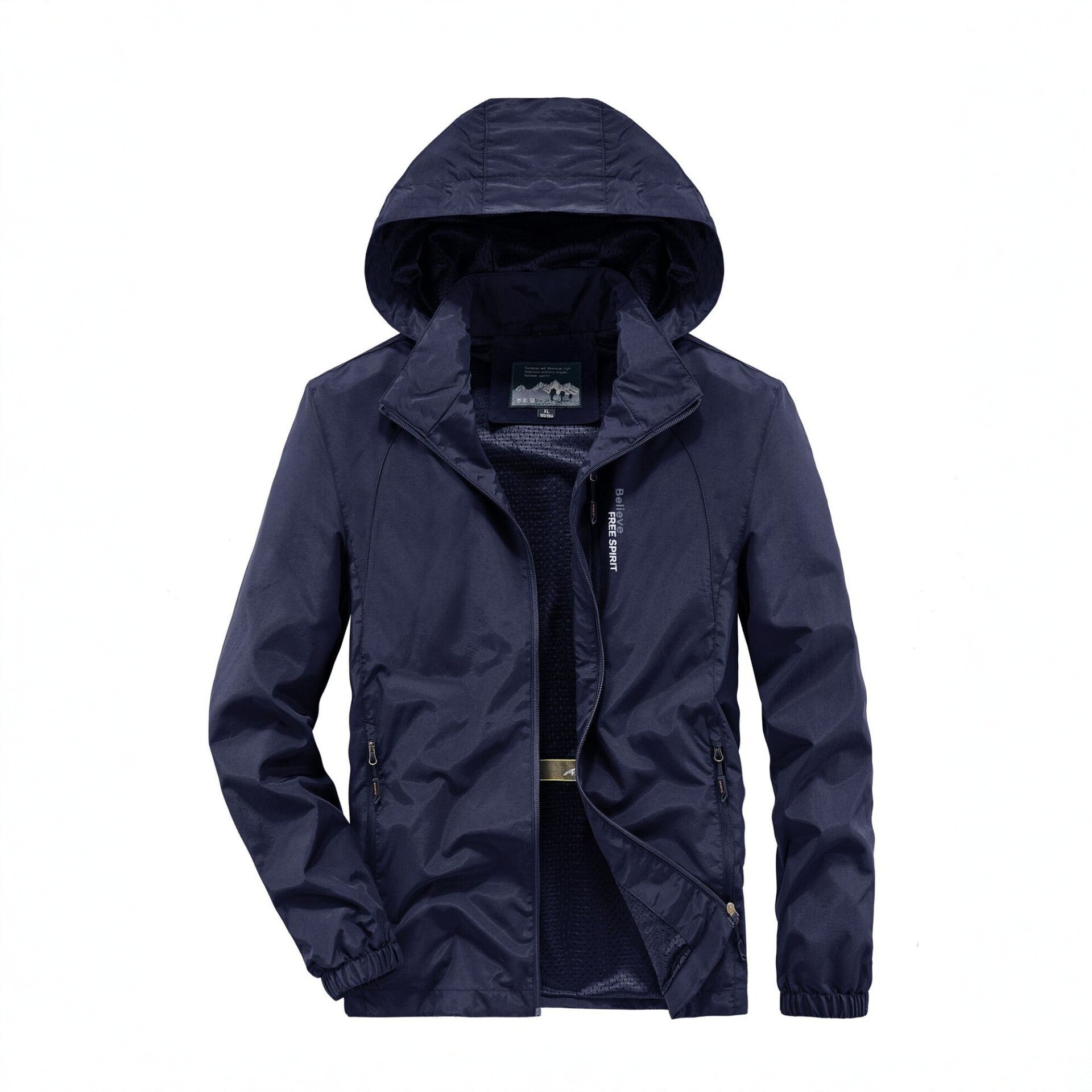 Men's Ultralight Breathable Hooded Jacket with Perforated Mesh Lining and Zipper Pockets Chichicherry