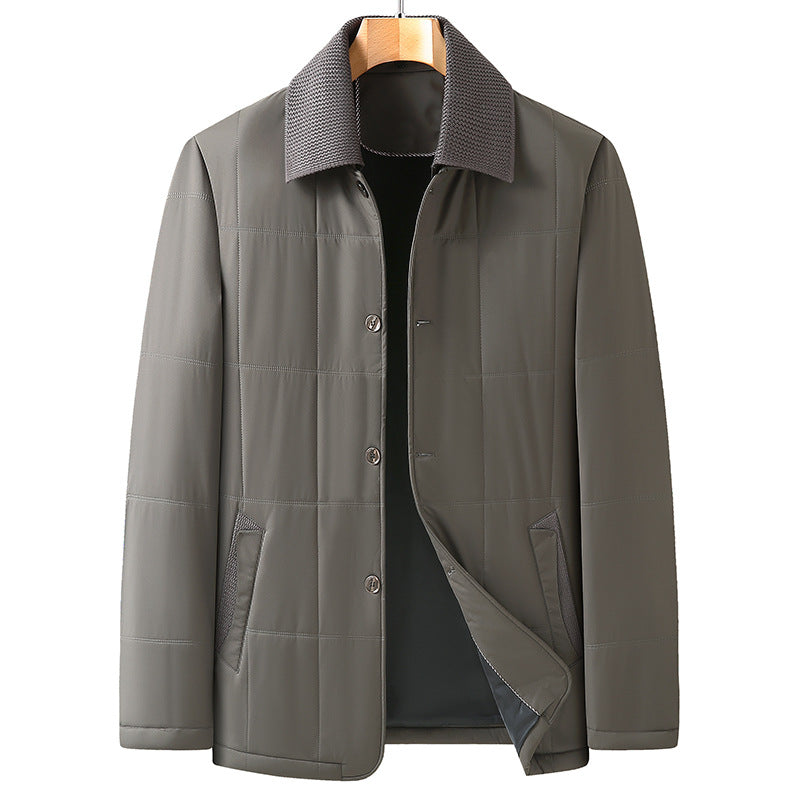 Men's Padded Transitional Thermal Shirt Jacket with Knitted Collar and Side Pockets Chichicherry
