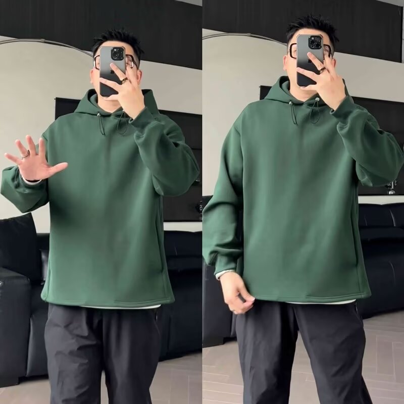 Herren Oversized Kapuzenpullover mit Dropped-Shoulder, schwerer Baumwollmischung und minimalistischer Silhouette Chichicherry