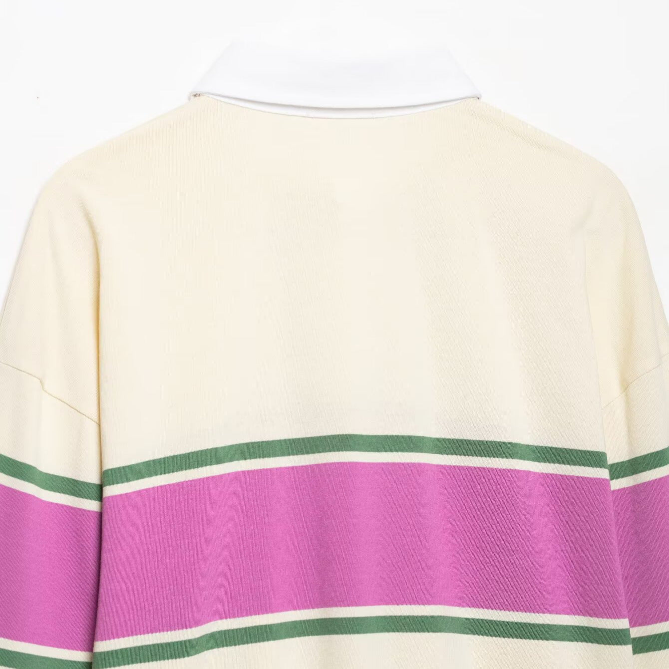 Women's Oversize Rugby Polo Shirt with Wide Block Stripes and Kent Collar Chichicherry