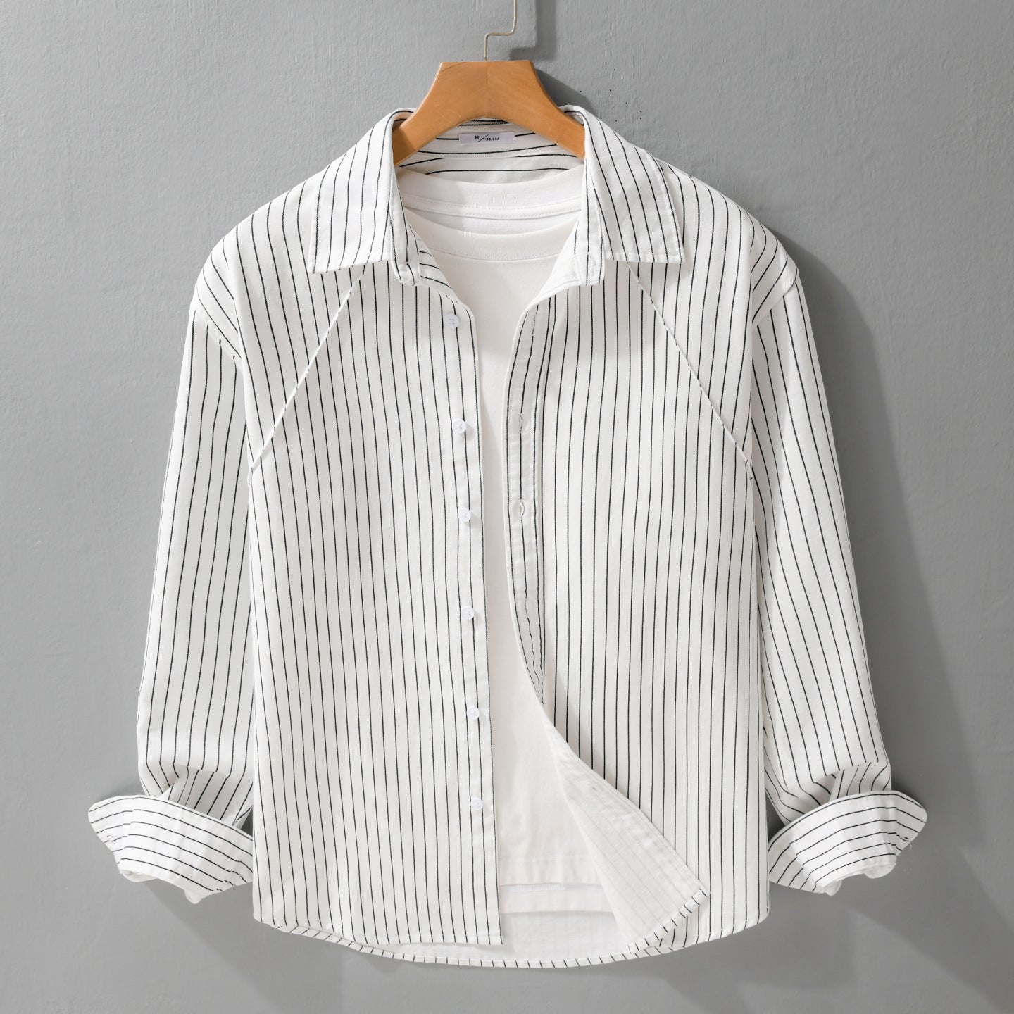 Men's Lightweight Striped Overshirt with Kent Collar and Raglan Sleeves Chichicherry