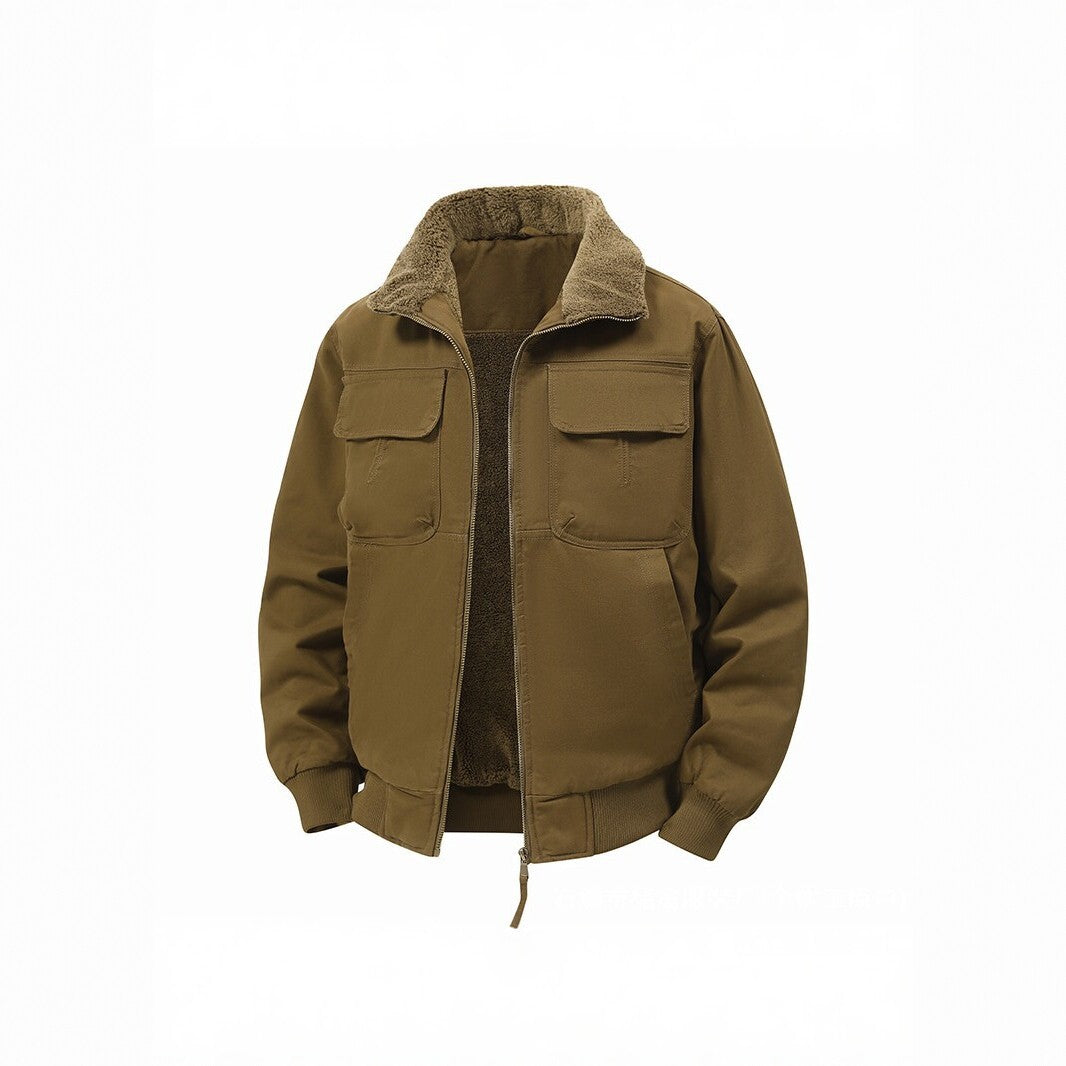 Men's thermo bomber jacket with full zip, sherpa collar, and utility pockets Chichicherry