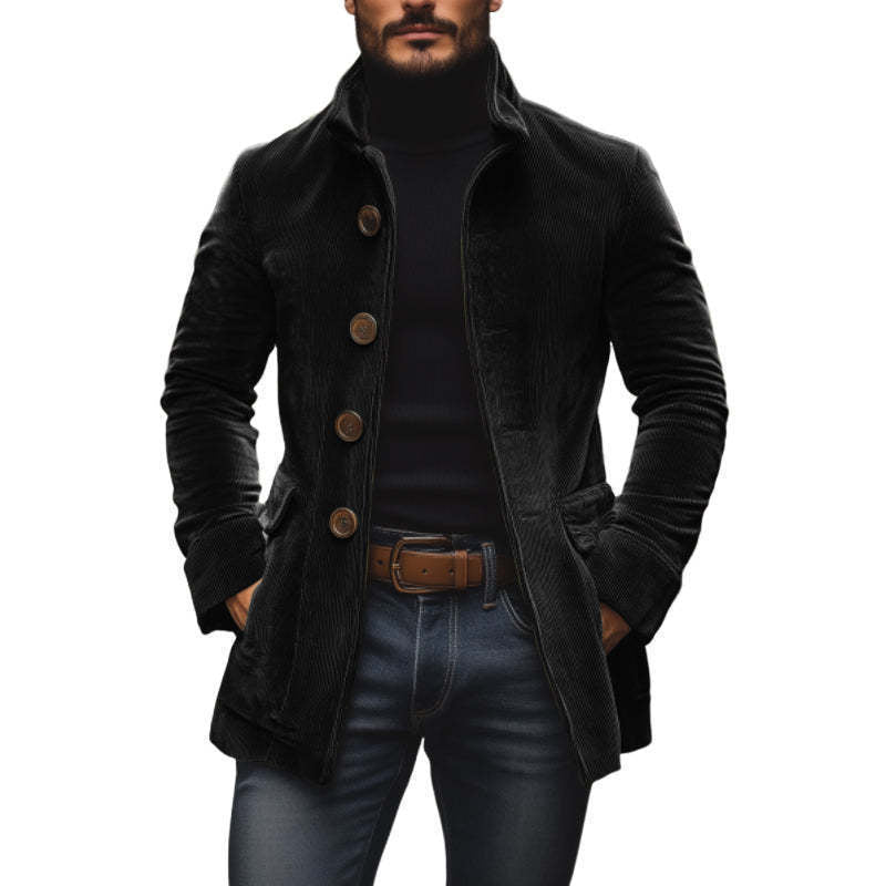 Men's cord coat with stand-up collar and tailored silhouette Chichicherry