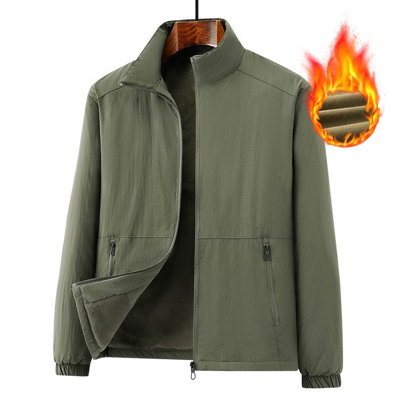 Men's lightweight windproof fleece jacket with stand-up collar and zip pockets Chichicherry