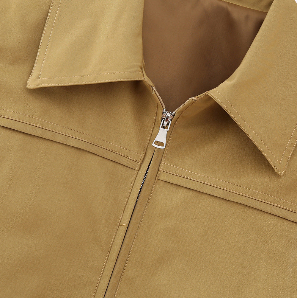 Women's cropped bomber jacket with wide shirt collar and concealed zipper Chichicherry