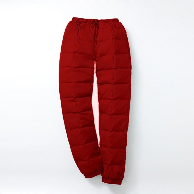 Men's Padded Thermal Pants with Check Quilting and Elastic Hem Chichicherry