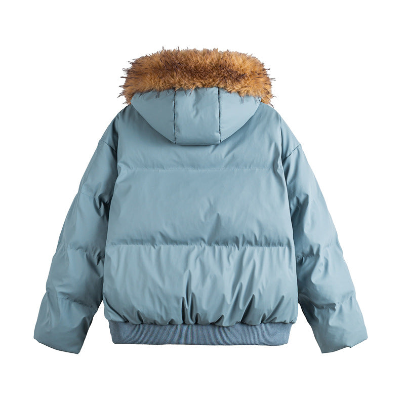 Women's short cropped quilted jacket with faux fur hood and elastic hem Chichicherry