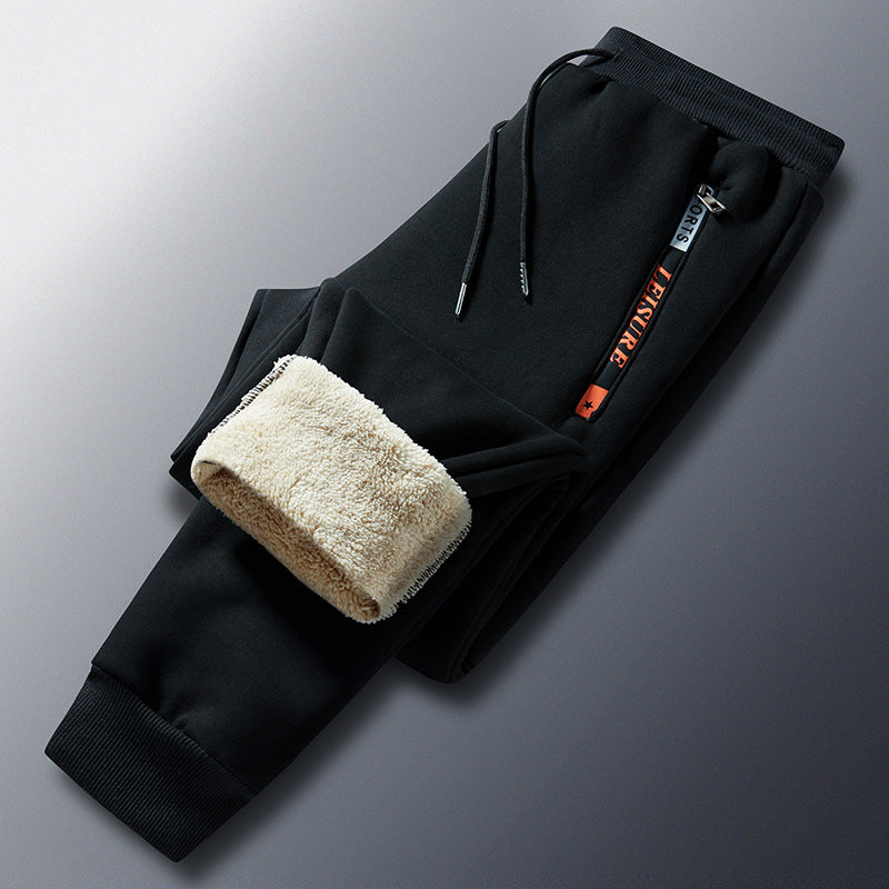 Men's Winter Fleece Jogging Pants with Teddy Lining, Elastic Waistband and Zipper Pockets Chichicherry