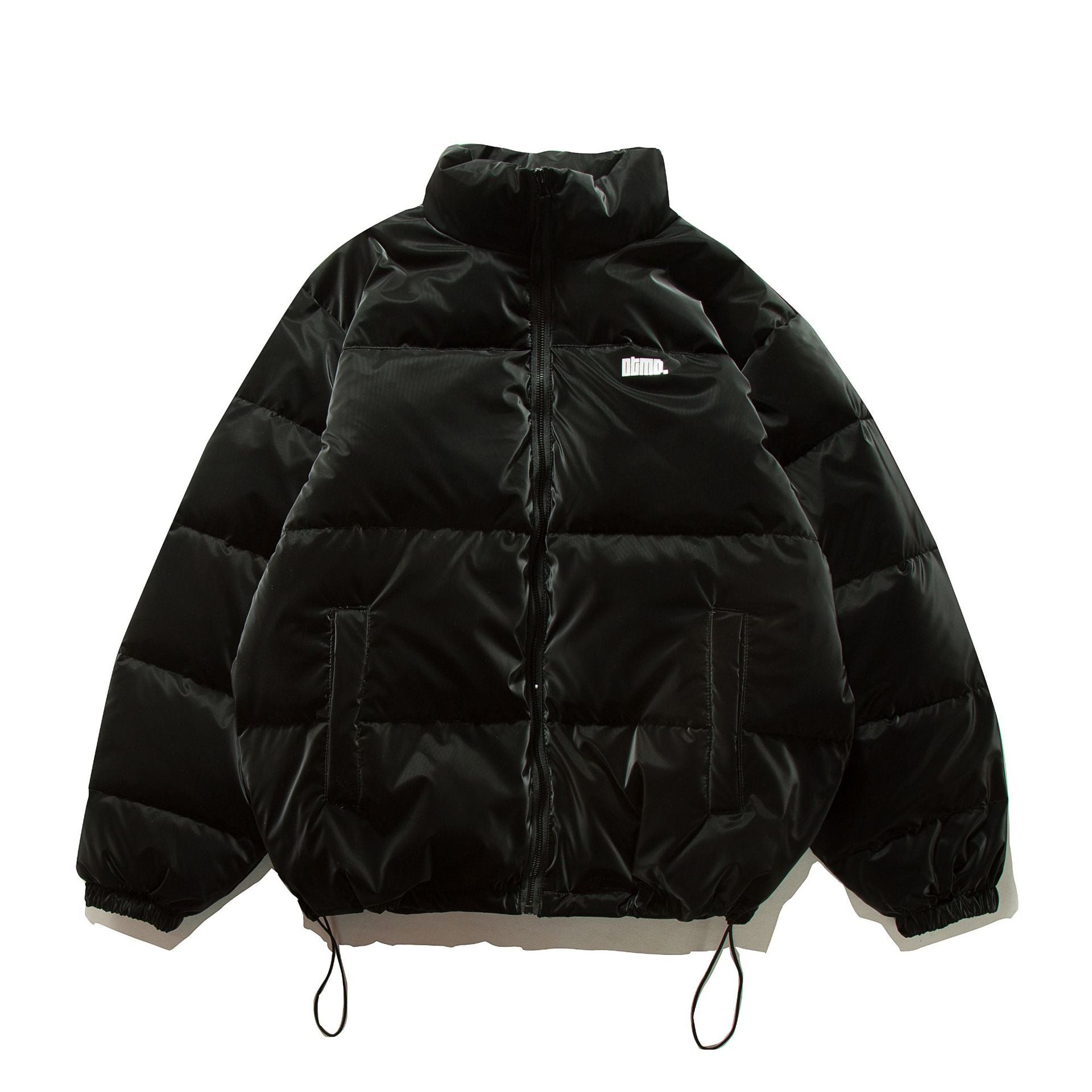 Unisex Short Oversized Quilted Puffer with High Stand-Up Collar and Drawstring Chichicherry