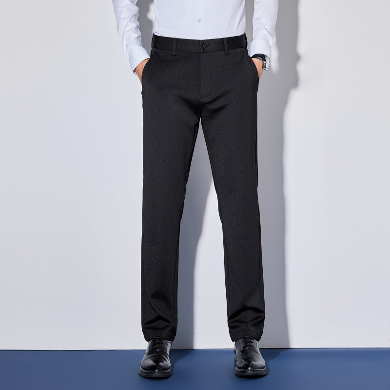 Men's Elegant Business Pants with Straight Cut and Elastic Waist Chichicherry